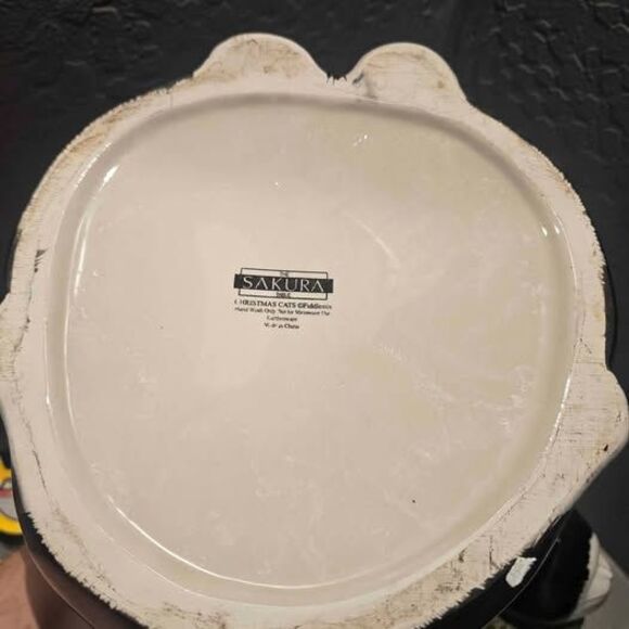 Sakura Fiddlestix Ceramic Christmas Black Cat Cookie Jar 11.5" - Picture 10 of 10